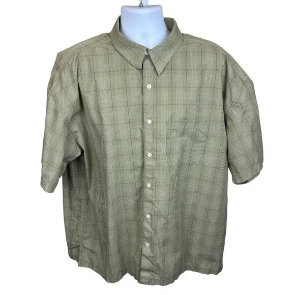 geoffrey beene short sleeve dress shirts Geoffrey Beene plaid dress shirt, size XXL, short-sleeves, button front,  pocket